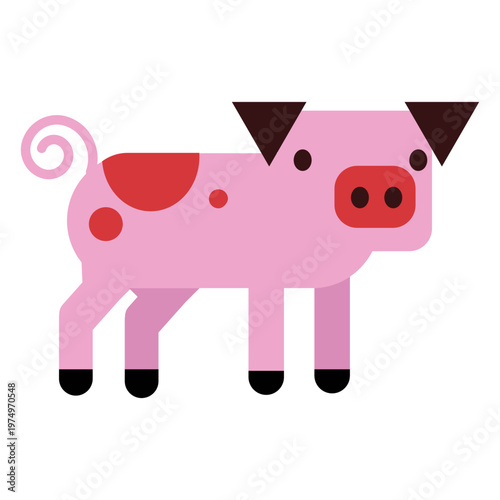 Pig hoof snout ear rounded flat