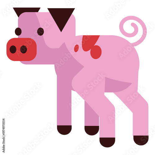 Pig snout hoof ear rounded flat