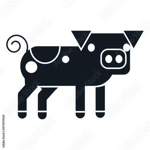 Pig tail hoof snout ear detailed silhouette