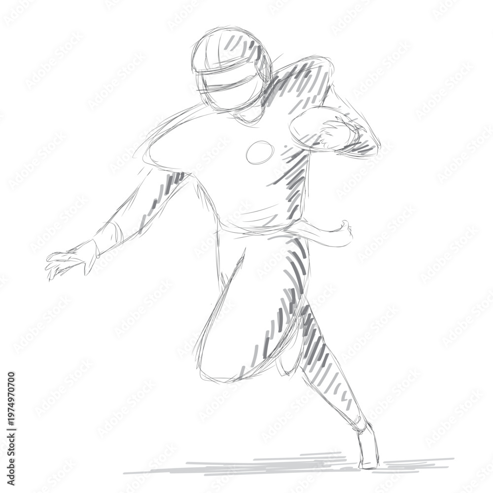 Fototapeta premium Player outfit helmet ball sketch