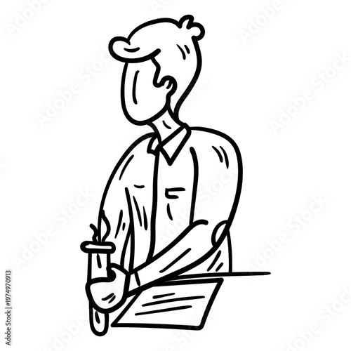 Teacher chemistry test tube experiment trousers jacket stroke