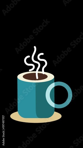 Animated spinning coffee mug with steam