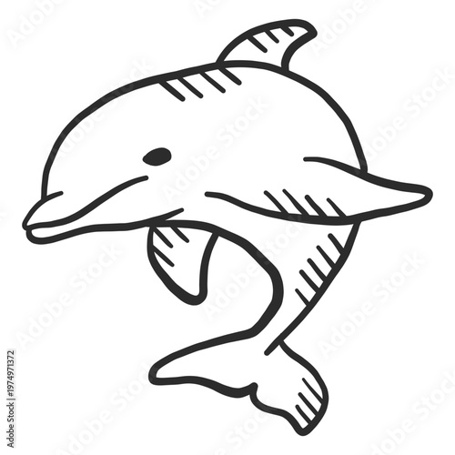 Dolphin flipper tail swimming doodle