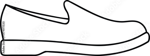 Simple outline drawing of a classic mens slip on loafer shoe for casual wear