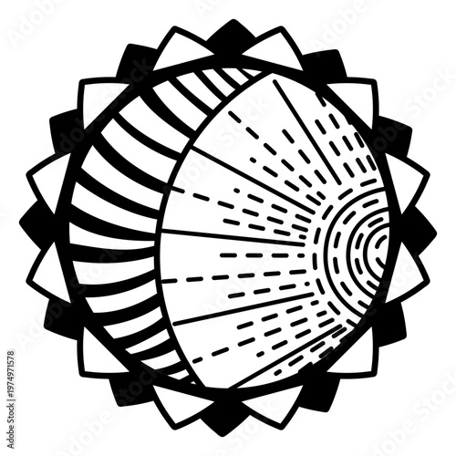 Moon sun ray crescent detailed silhouette