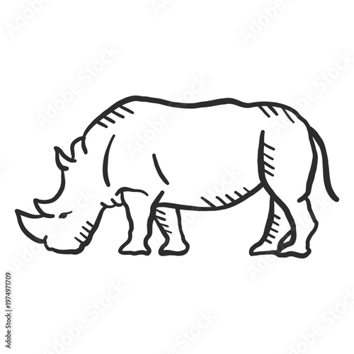 Rhino rhinoceros ear horn tail doodle