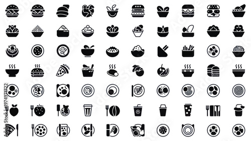 Set of 100 Food and Drink Glyph Vector Icons