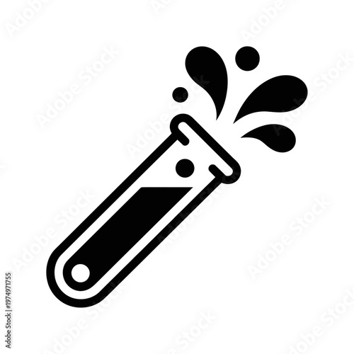 Vector graphic shows a test tube with liquid splashing out