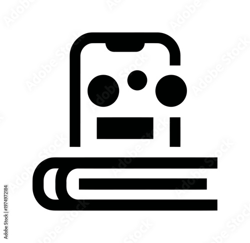 Vector icon of a film strip resting on top of an open book