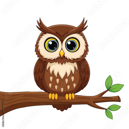 Owl Branch Wisdom Icon Symbol