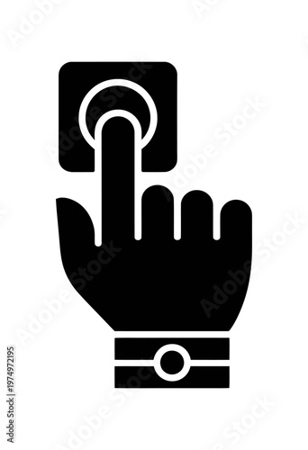 Vector icon of a hand pressing a button