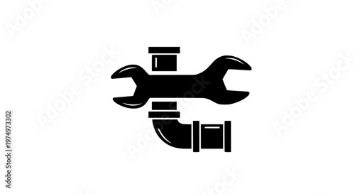 Professional plumbing repair and maintenance service icon featuring a sturdy wrench tool and connected pipes, symbolizing reliable solutions and essential home improvement for property care