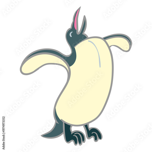 Penguin puffed chest laughing