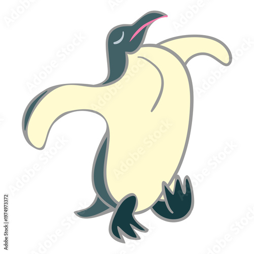 Penguing walking puffed chest