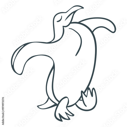 Penguing walking puffed chest outline