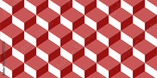 Bulk texture of red squares in isometric. Vector illustration, eps 10