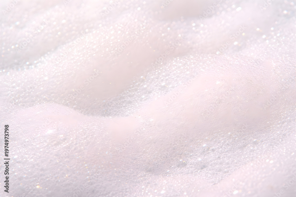 Obraz premium White soap foam texture background with soft bubbles for cosmetic and hygiene concept