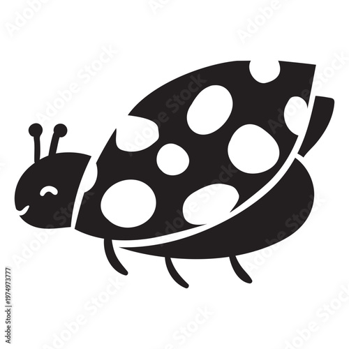 Cute ladybug flying silhouette
