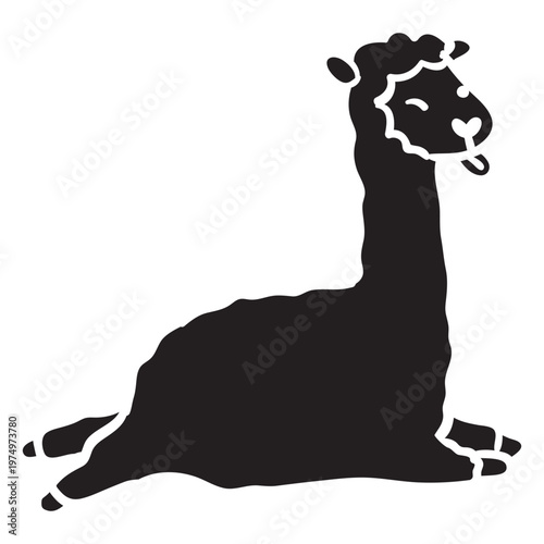 Cute llama running jumping silhouette