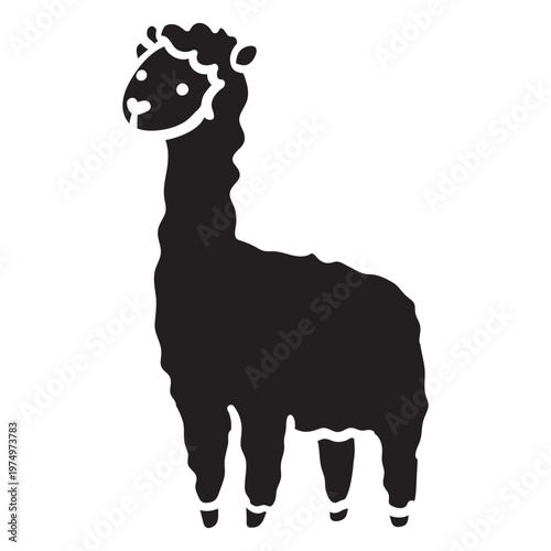 Cute llama standing profile silhouette