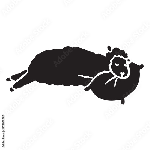 Cute llama sleeping silhouette