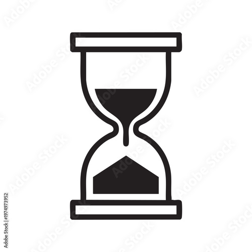 Black hourglass icon isolated on white background with waiting time hourglass measurement isolated deadline