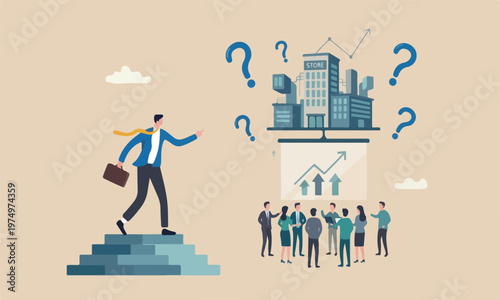 Build business teams minimal shading bigger one fall extension concept, ambitious businessman build up store on top of company stack