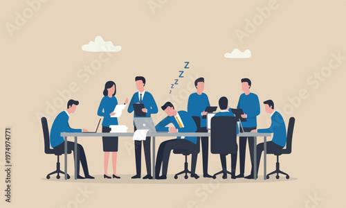 Quiet quitting, exhaustion or burn out from hard work without recognition concept, unhappy businessman sleeping while working at busy workplace