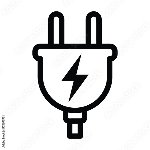 Electric plug with lightning bolt symbol