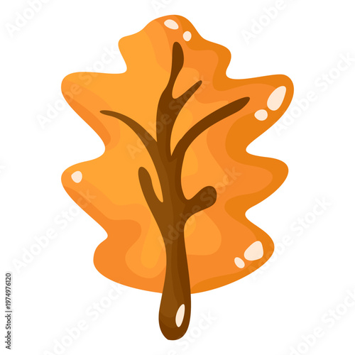 Yellow leaf autumn flat