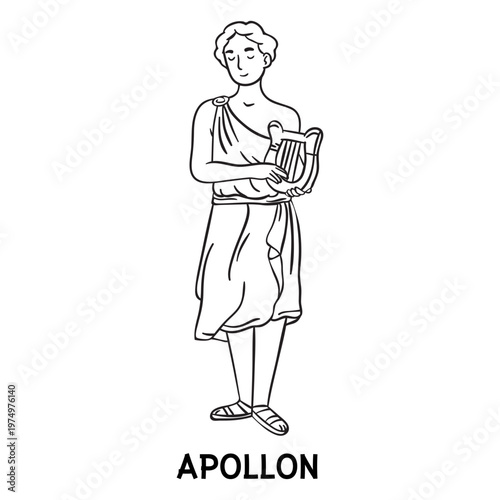 Apollon hand drawn outline