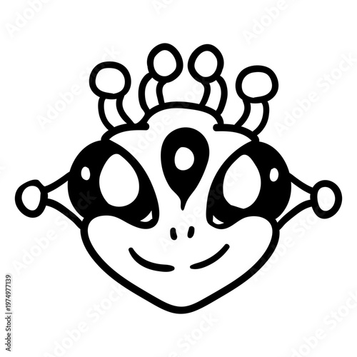 Alien's head 3 eyed 4 antenna stroke