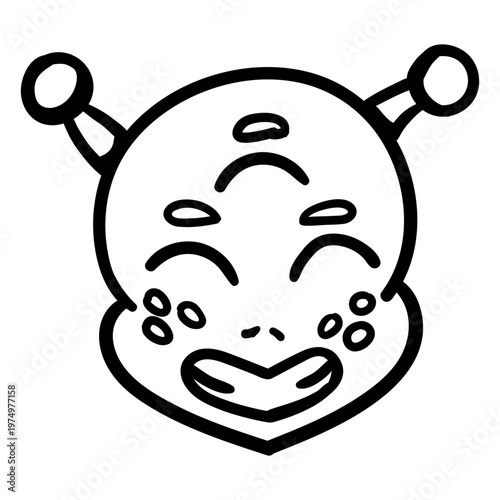 Alien's head grinning 3 eye stroke