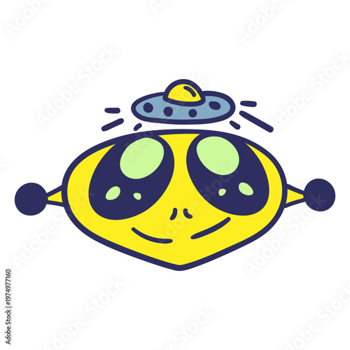 Alien's head happy ufo colorful stroke