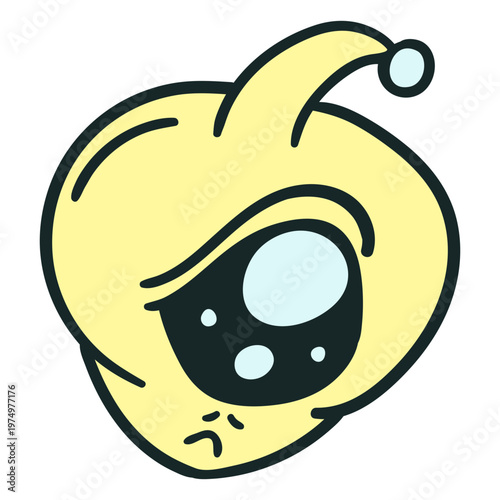 Alien's head sad one eyed colorful stroke