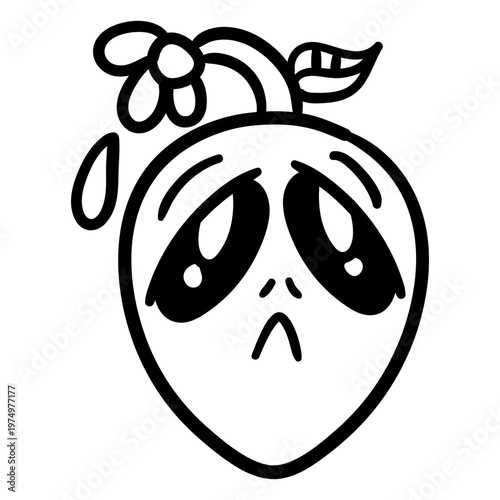 Alien's head sad flower stroke