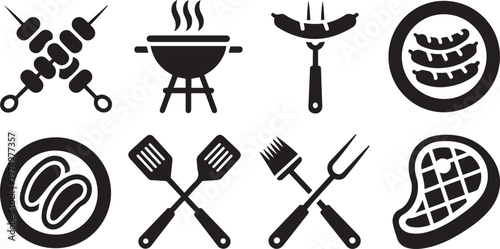 Assorted icons representing barbecue and outdoor cooking essentials