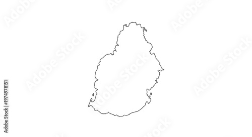A simple black line drawing depicts the outline of the island nation of mauritius high quality