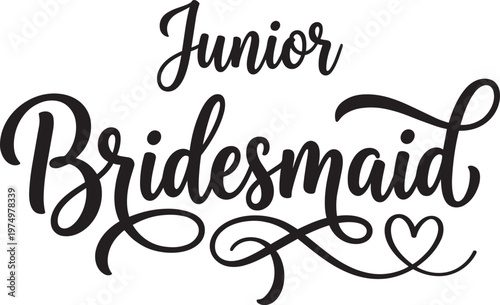 Junior bridesmaid wedding marriage bride graphic typography vector illustration print design modern style art silhouette