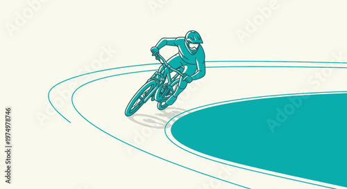 Dynamic Mountain Biker Navigates A Teal Track With Grace