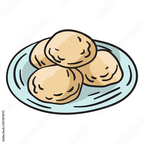 Flatbread swedish mjukkaka round illustration