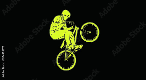 Dynamic Neon BMX Rider Performing A Stunt On Black Background