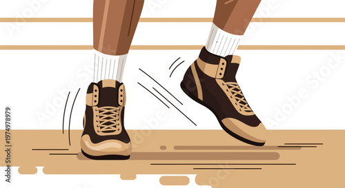 Dynamic Movement Of Boxer Feet In High Top Boots On The Canvas