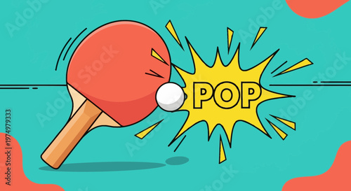Dynamic Ping Pong Serve Action With Pop Sound Effect Illustration