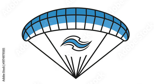 Dynamic Parachute Illustration With Swirling Blue Emblem