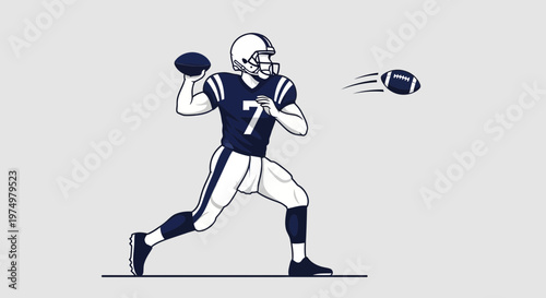 Dynamic Quarterback Launching Football in Action Illustration