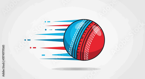 Dynamic Red And Blue Cricket Ball Speed Motion Graphic