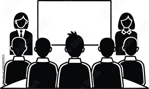 a meeting silhouette vector white background