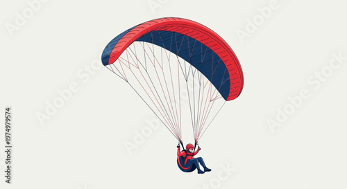 Dynamic Paraglider Soaring Through Air On A Sunny Day