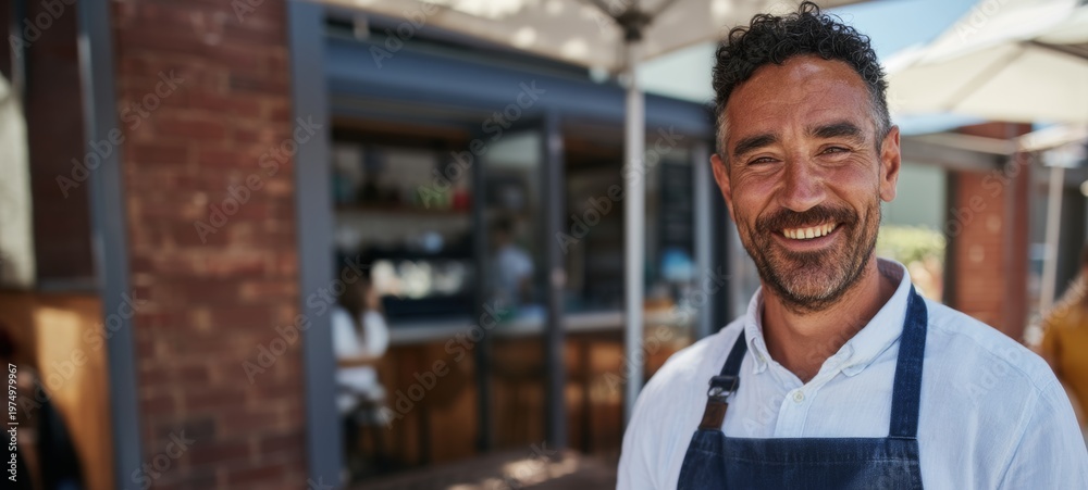 Fototapeta premium Chef in Restaurant Kitchen, Smiling